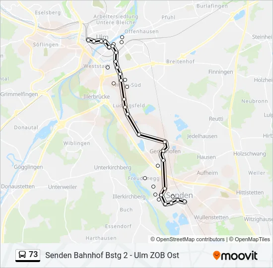 73 Bus Line Map