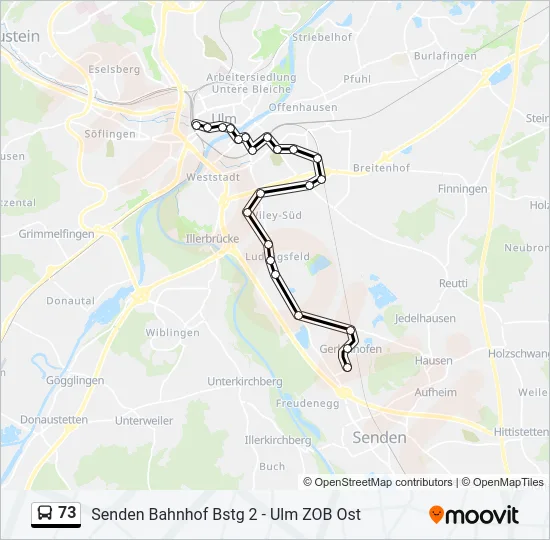 73 Bus Line Map