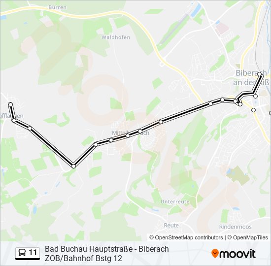 Автобус 11: карта маршрута