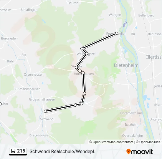 215 Bus Line Map