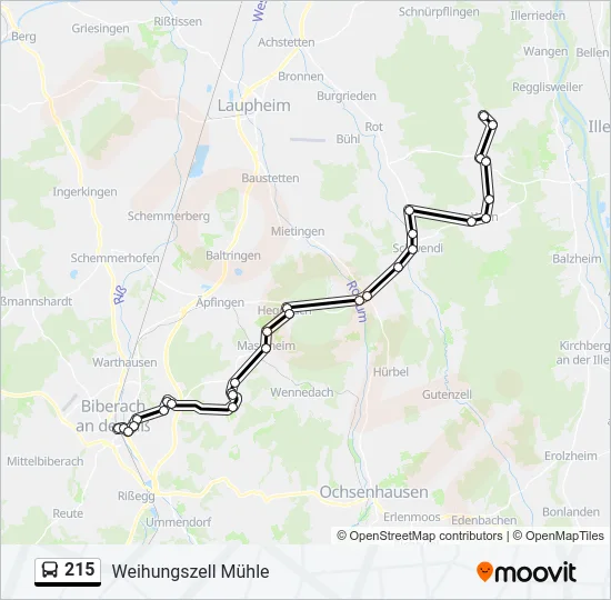 215 Bus Line Map