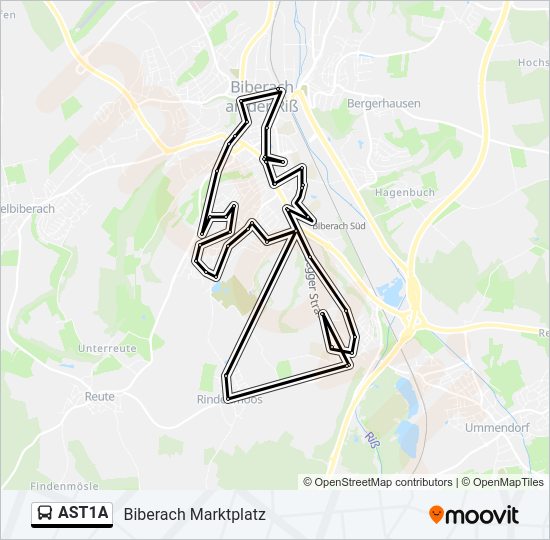 Автобус AST1A: карта маршрута