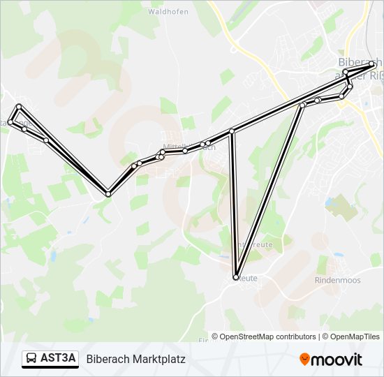 Автобус AST3A: карта маршрута