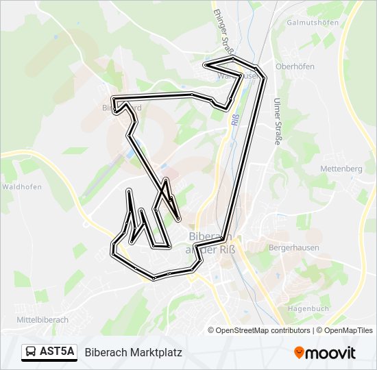 Автобус AST5A: карта маршрута