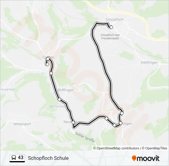43 Bus Line Map