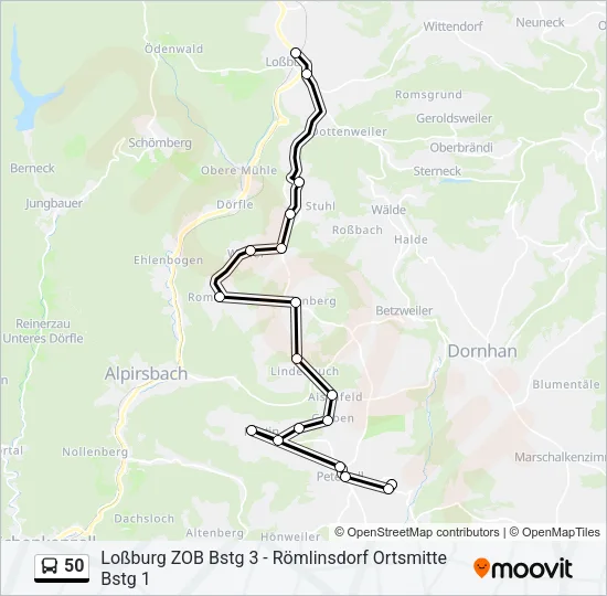 50 Bus Line Map