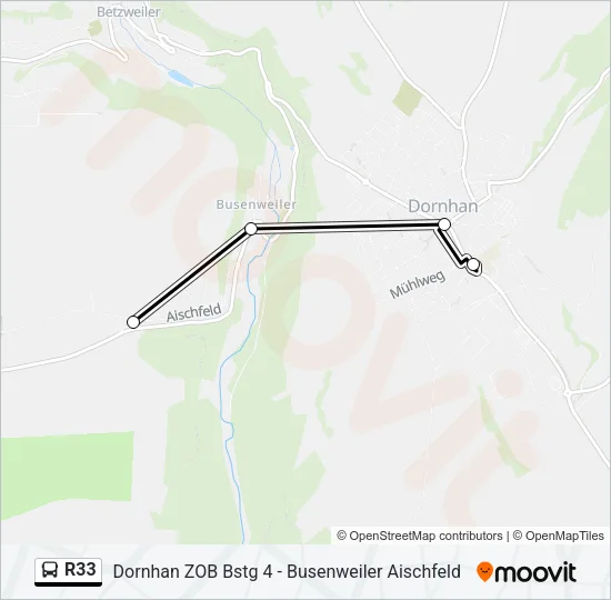 R33 Bus Line Map