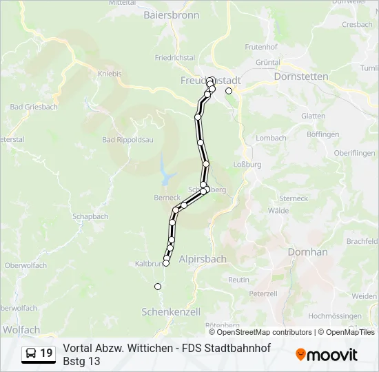 19 Bus Line Map