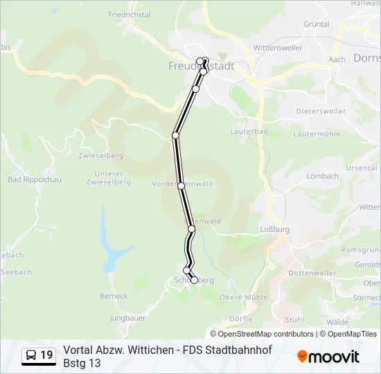19 Bus Line Map