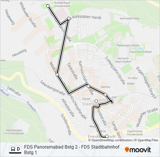 Автобус D: карта маршрута