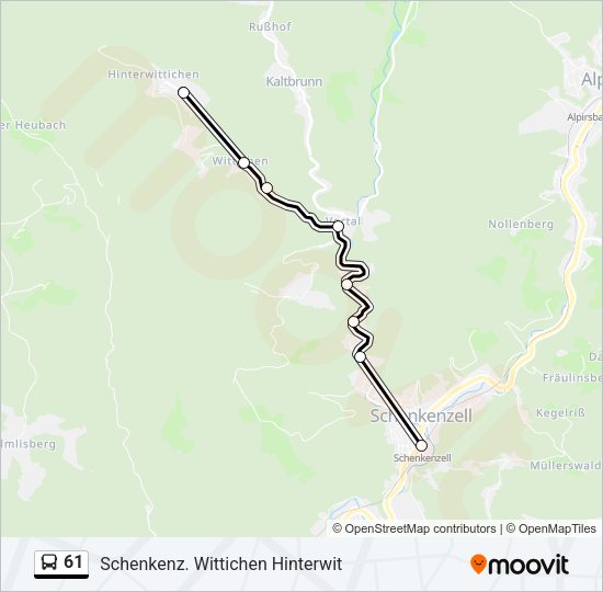 61 Bus Line Map