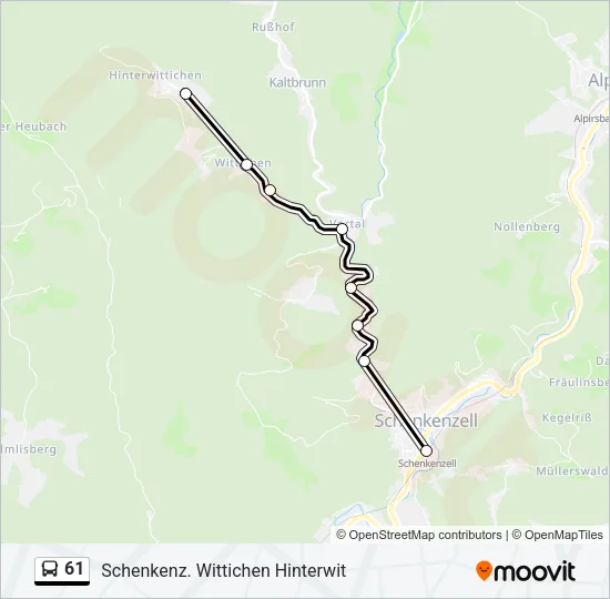61 Bus Line Map