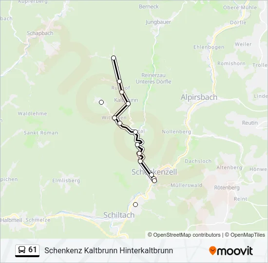 61 Bus Line Map