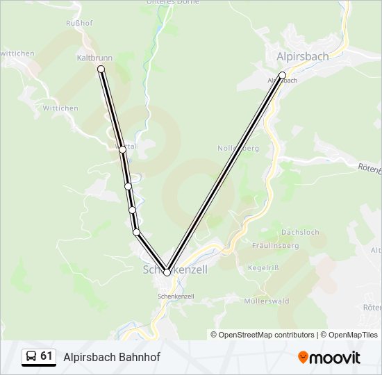 61 Bus Line Map