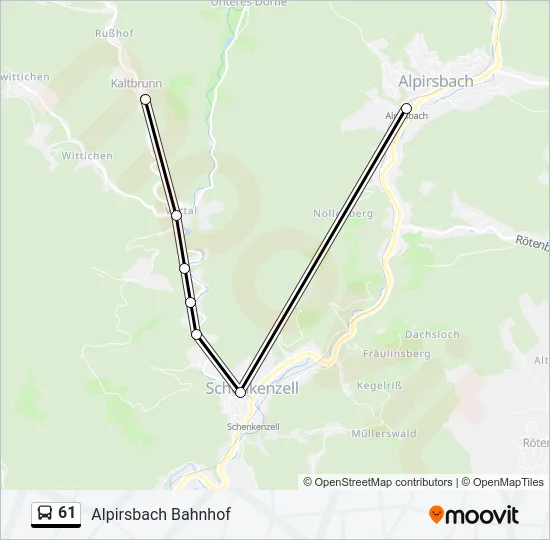 61 Bus Line Map