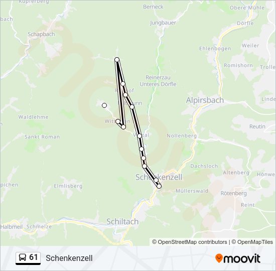61 Bus Line Map