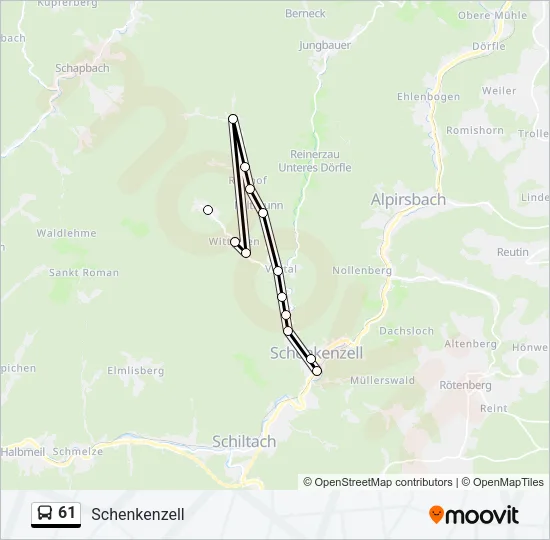 61 Bus Line Map