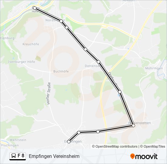 Автобус F 8: карта маршрута