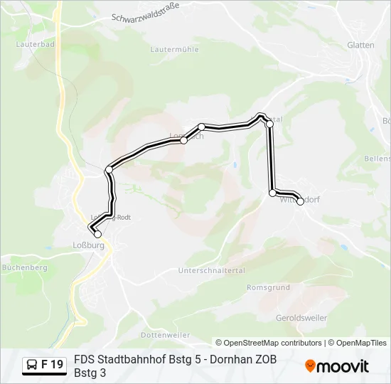 Buslinie F 19 Karte