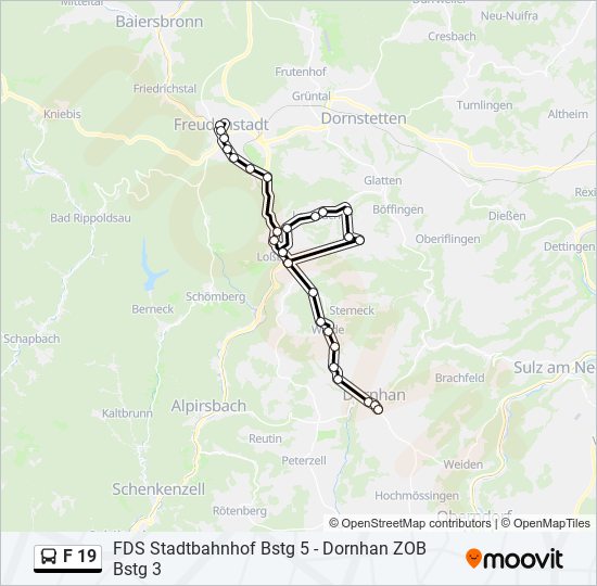 Автобус F 19: карта маршрута