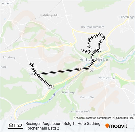 Автобус F 20: карта маршрута