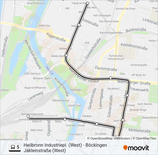 5 Bus Line Map