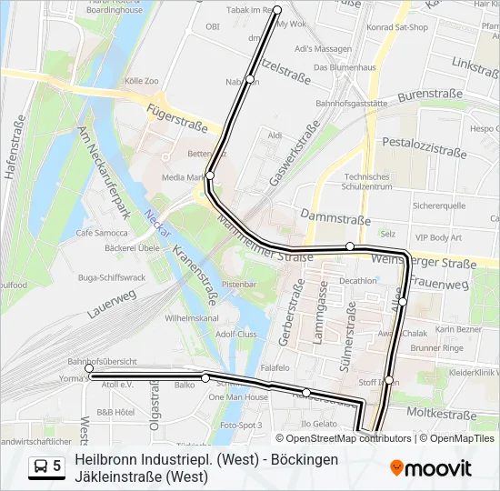 5 Bus Line Map