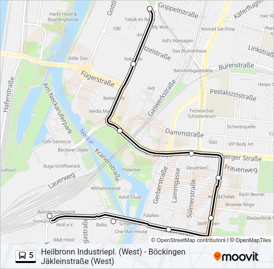 5 Bus Line Map