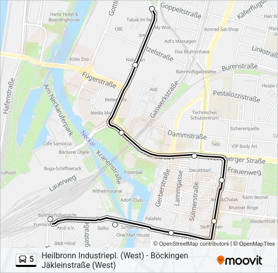 5 Bus Line Map
