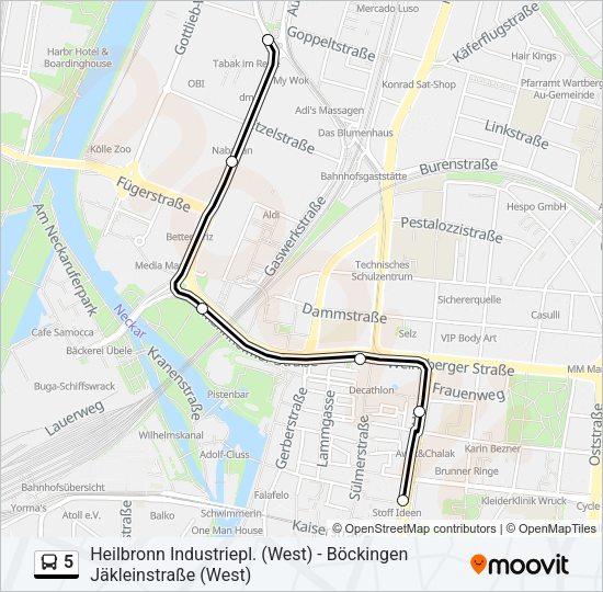 5 Bus Line Map