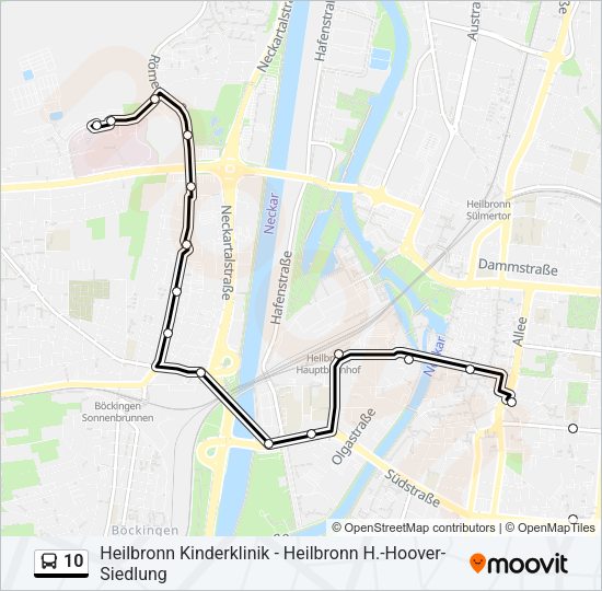Автобус 10: карта маршрута