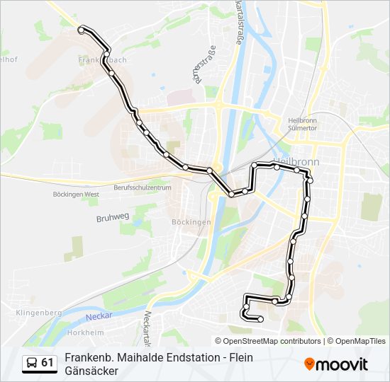 61 Bus Line Map