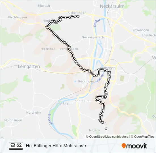 62 Bus Line Map