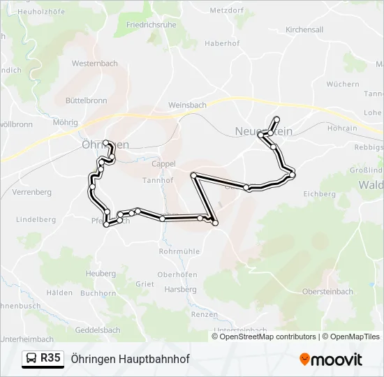 R35 Bus Line Map