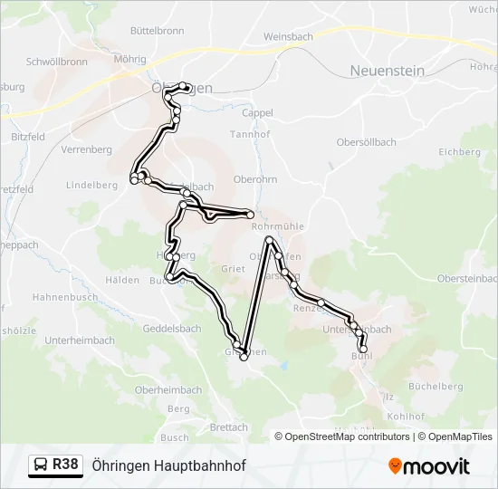 R38 Bus Line Map