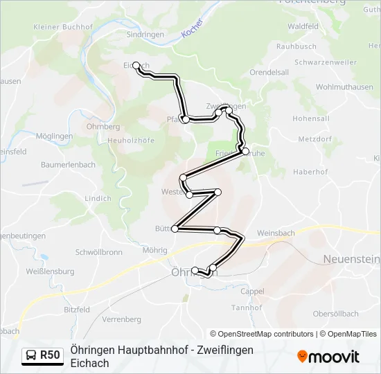 R50 Bus Line Map