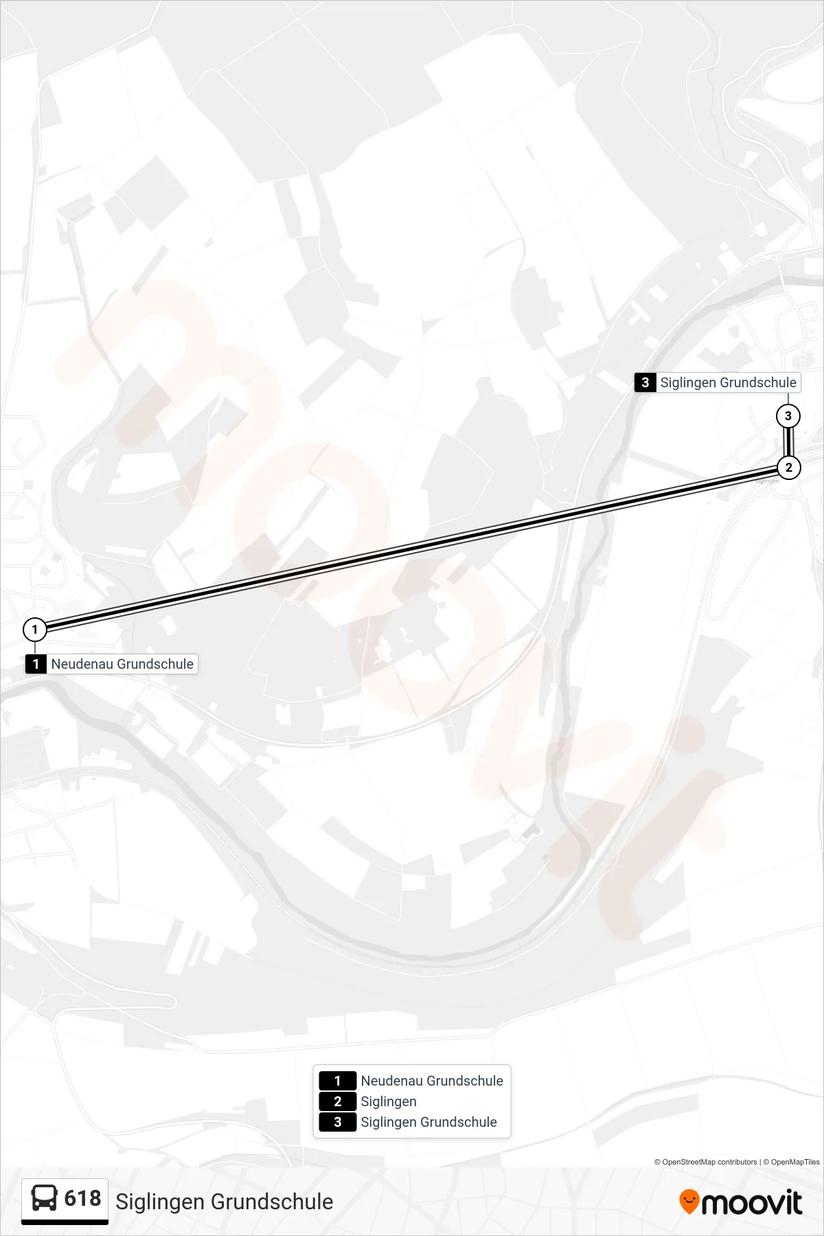 618 bus Line (Siglingen Grundschule) route and stops on a map