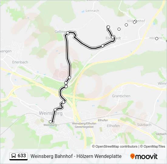 633 Bus Line Map