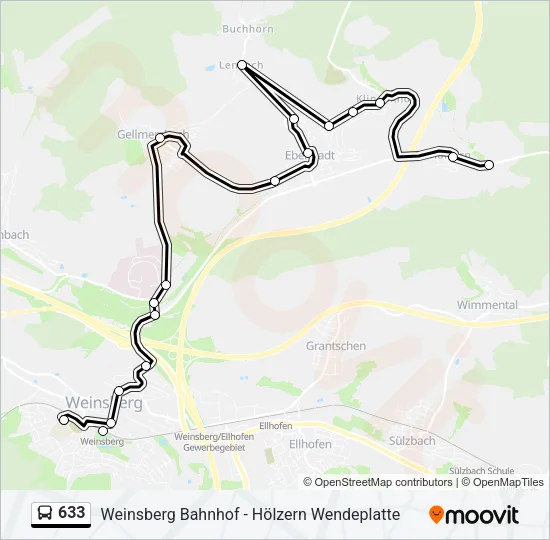 633 Bus Line Map