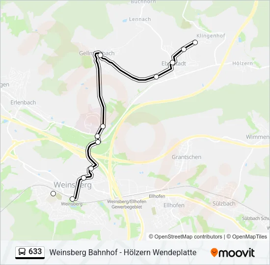 633 Bus Line Map