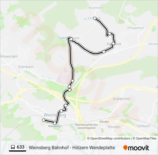 633 Bus Line Map