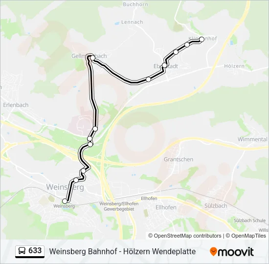 633 Bus Line Map