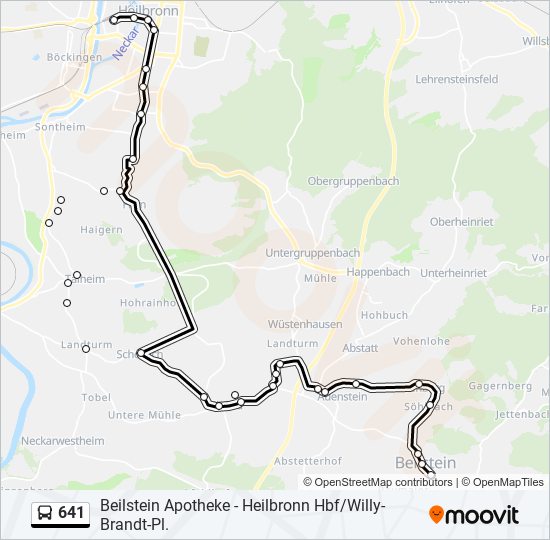 Автобус 641: карта маршрута