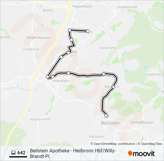 642 Bus Line Map