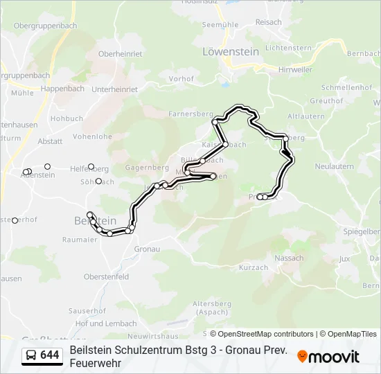 644 Bus Line Map