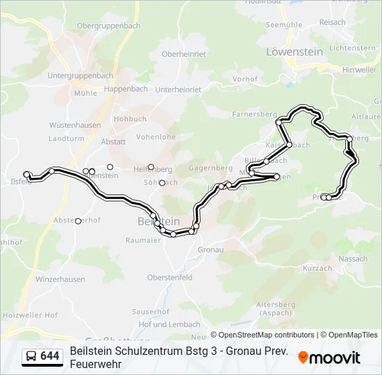 644 Bus Line Map