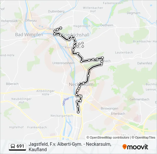 691 Bus Line Map
