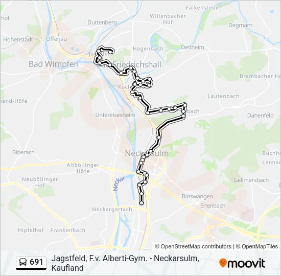 691 Bus Line Map