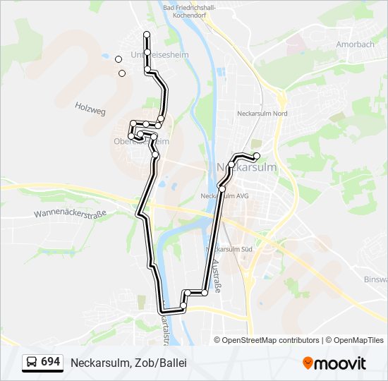 Автобус 694: карта маршрута