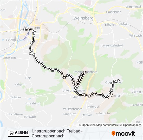 Автобус 648HN: карта маршрута